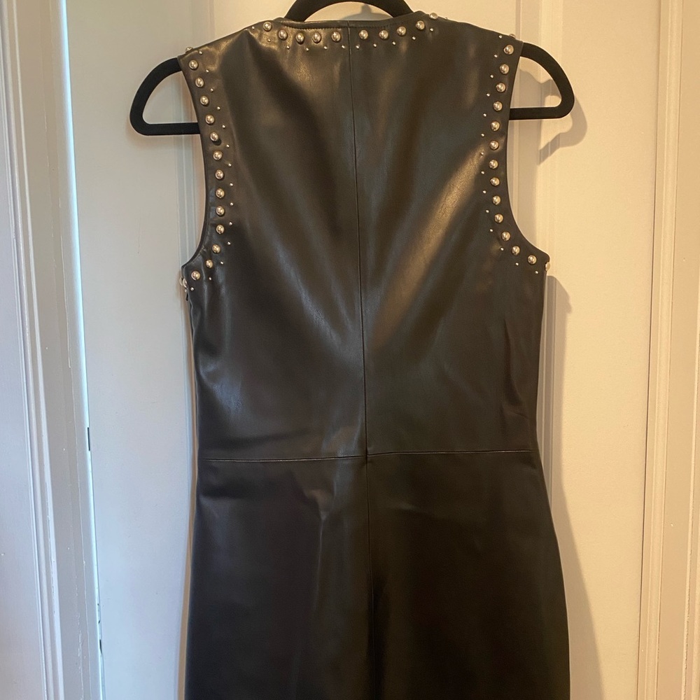 rag & bone Black Faux Leather Studded Midi Dress - Picture 7 of 7